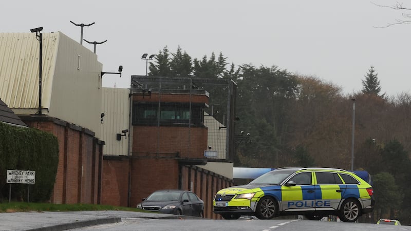 A car containing a suspect device is seen outside Waterside police station in Derry