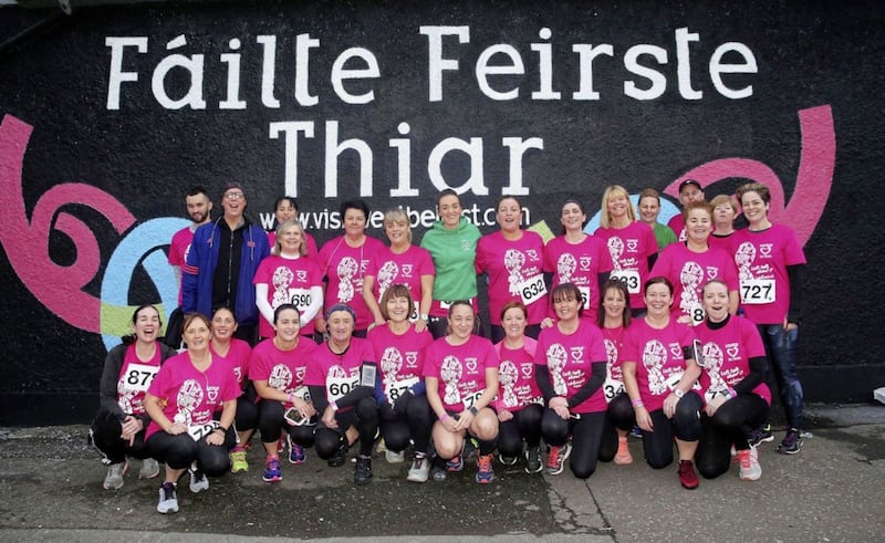 Some of the runners who took part in the annual Gaeltacht Quarter 10k race in west Belfast in support of Organ Donation Picture Mal McCann. 