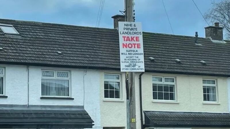 The sign appeared on a lampost in the Suffolk area. Picture from BBC