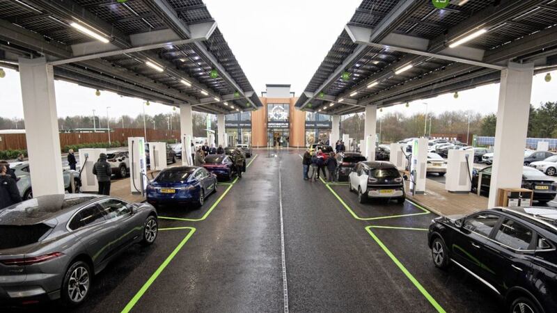 In a vision of the future for Northern Ireland electric car owners, Gridserve has opened the UK&#39;s first &#39;electric forecourt&#39; in Essex. The facility includes high speed wifi, shops, cafes, &#39;kids&#39; zones&#39; and exercise facilities. Picture by Jeff Spicer/PA Wire 