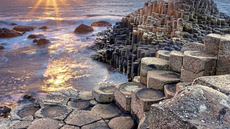 The Giant&#39;s Causeway at sunset in North Antrim 