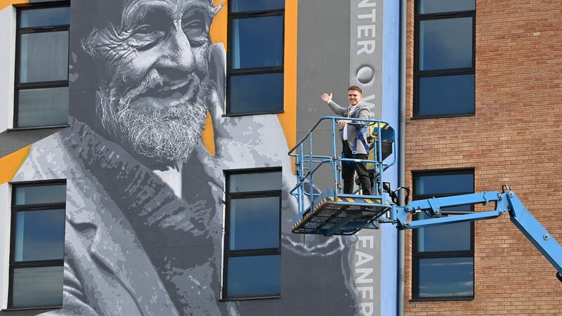Two murals, covering three storeys of East Belfast Enterprise City East building