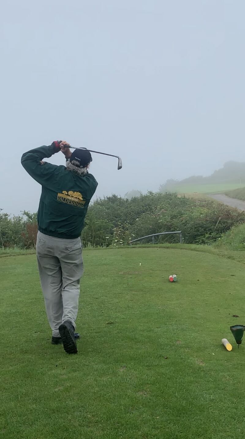 Photo dated 22/7/19 of Michael Douglas playing golf at Langland Bay Golf Club, supplied by Andrew Minty