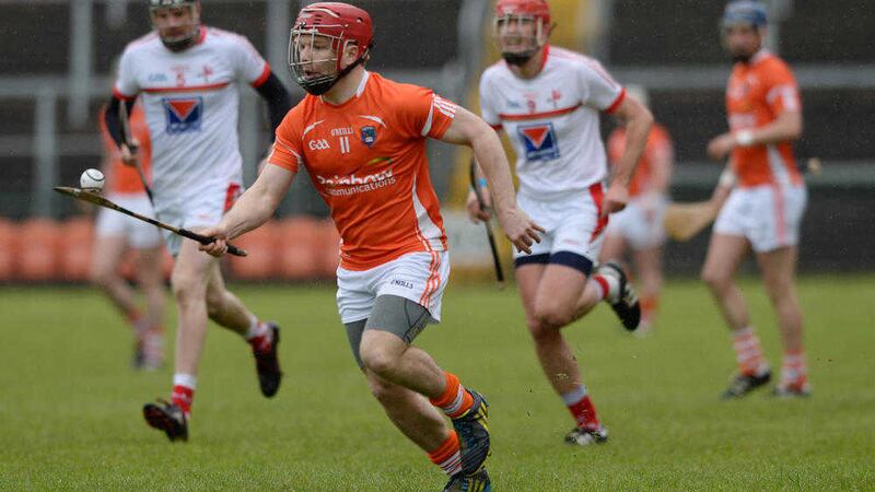 Cahal Carvill on the attack with Armagh against Tyrone 