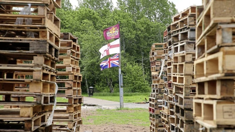 Bonfire material gathered at Inverary playing fields, east Belfast. Picture by Mal McCann 