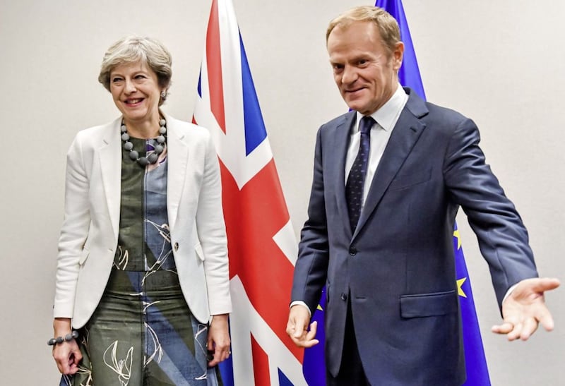 British Prime Minister Theresa May and European Council President Donald Tusk. Picture by AP Photo/Geert Vanden Wijngaert