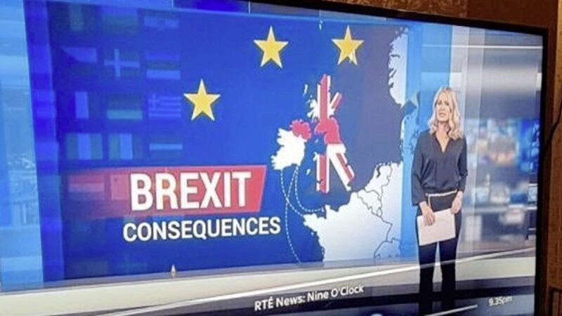 The error was made during the broadcast of the Nine O&#39;Clock News when a map of Great Britain and Ireland was shown behind presenter Sharon N&iacute; Bheol&aacute;in 