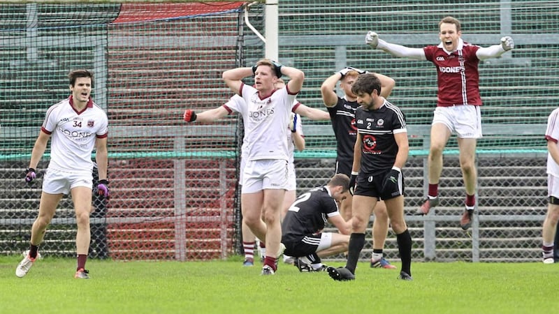 Slaughtneil celebrate repeating last year&#39;s Ulster Final win over Kilcoo in Sunday&#39;s preliminary round. 