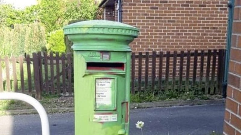 Several postboxes in Huddersfield in England have been painted green 