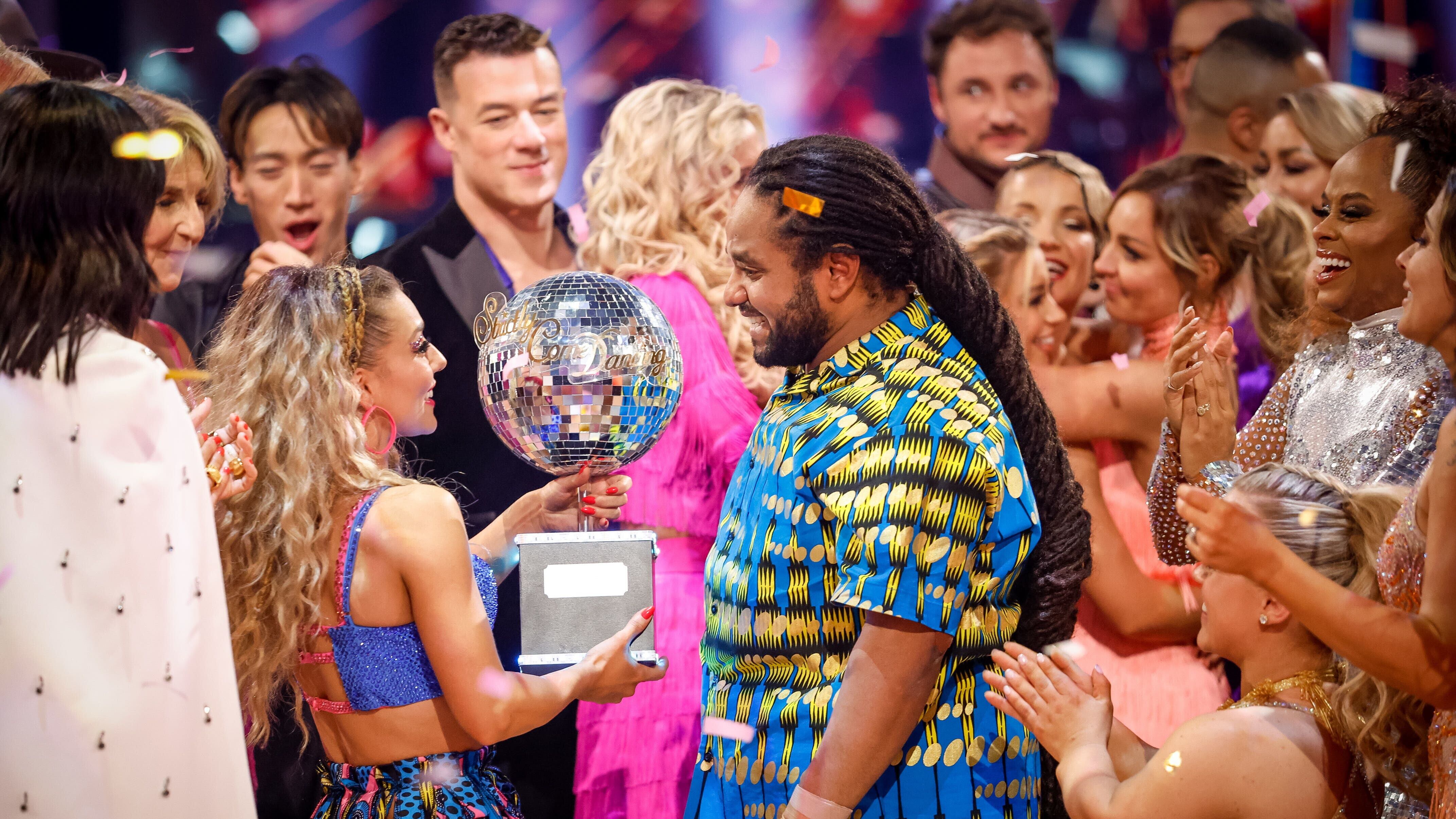 Hamza Yassin and Jowita Przystal after winning Strictly Come Dancing 2022 (Guy Levy/PA)