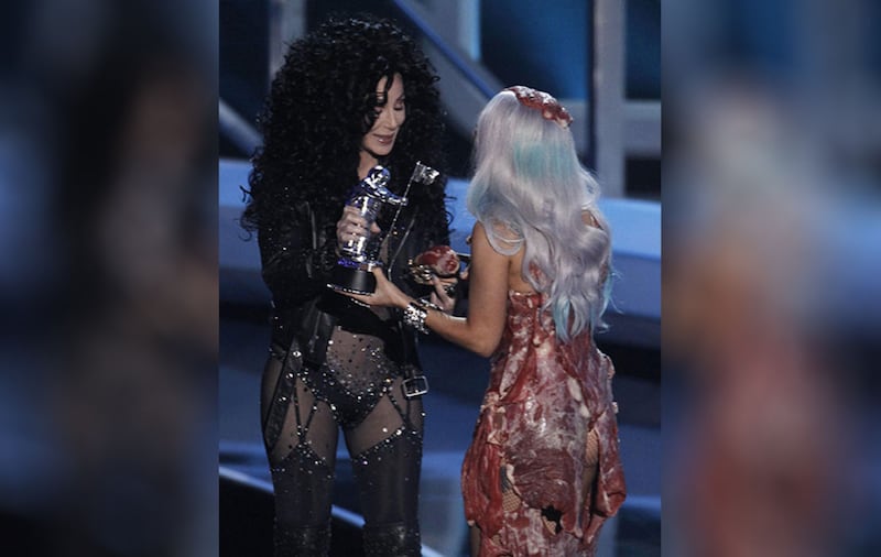 Lady Gaga accepts the award for Video of the Year from Cher at the 2010 MTV Video Music Awards. Picture by Matt Sayles, AP Photo&nbsp;