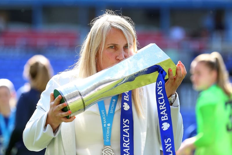 Emma Hayes with the WSL trophy (Nigel French/PA)