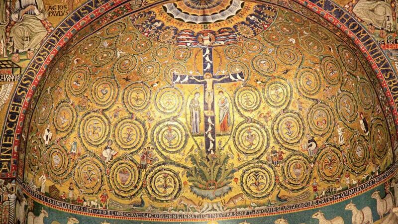 One of the celebrated mosaics in the Basilica of San Clemente in Rome