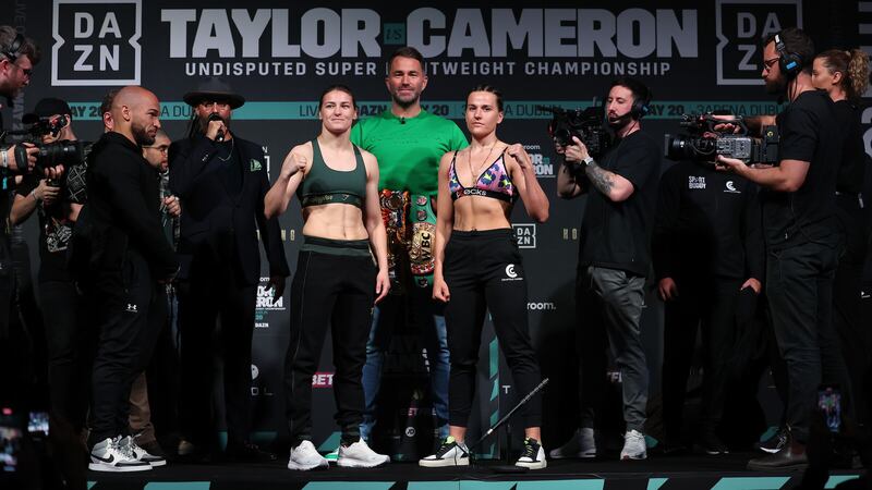 Katie Taylor and Chantelle Cameron clash at the 3Arena for the undisputed light-welterweight championship of the world. Picture: Mark Robinson Matchroom Boxing