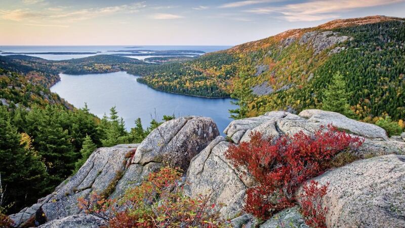 Jordan Pond in Acadia National Park, near the town of Bar Harbor, in the New England state of Maine 