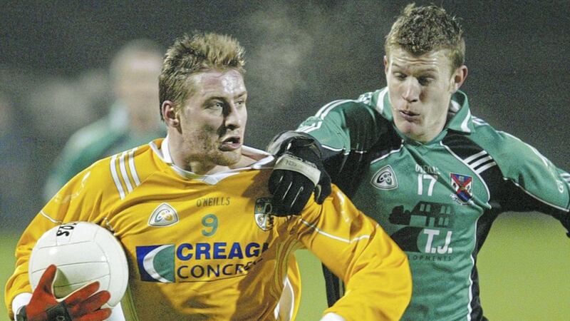 RETURN OF THE MAC: Kevin McGourty (left) returned to training with Antrim last night (May 17 2010) and could be in the frame for a dramatic inter-county comeback when Liam Bradley&rsquo;s men take on Tyrone in Sunday&rsquo;s Ulster Senior Football Championship first round clash at Casement Park 