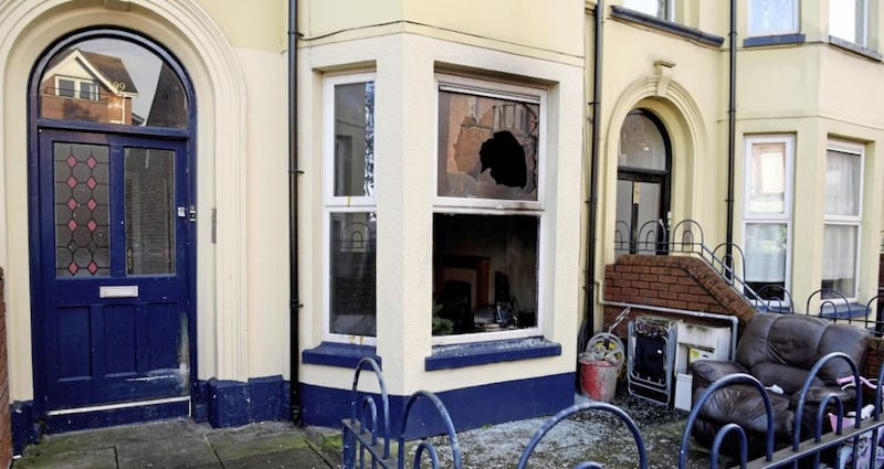 The property at Albertbridge Road which was targeted in the early hours of Monday morning. Picture by Justin Kernoghan 
