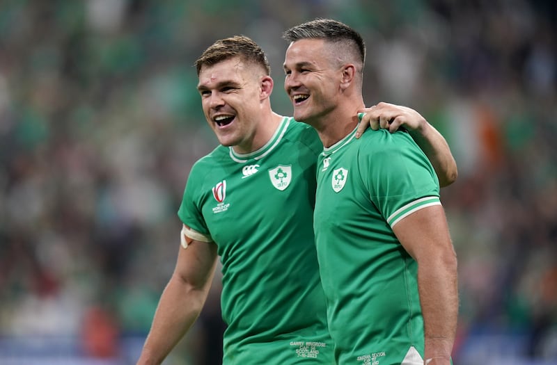 Garry Ringrose, left, has a minor shoulder issue, while Johnny Sexton, right, has retired