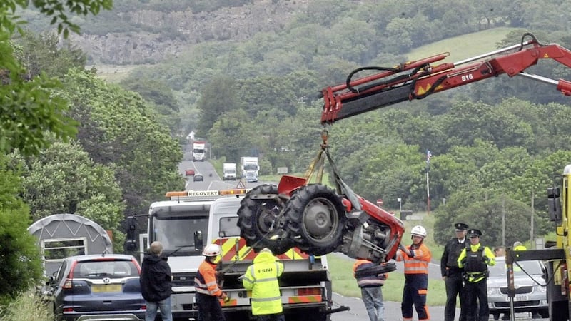 The scene of a fatal crash on Moneymore Road near Cookstown, Co Tyrone, in 2015. Picture by Alan Lewis, Photopress 