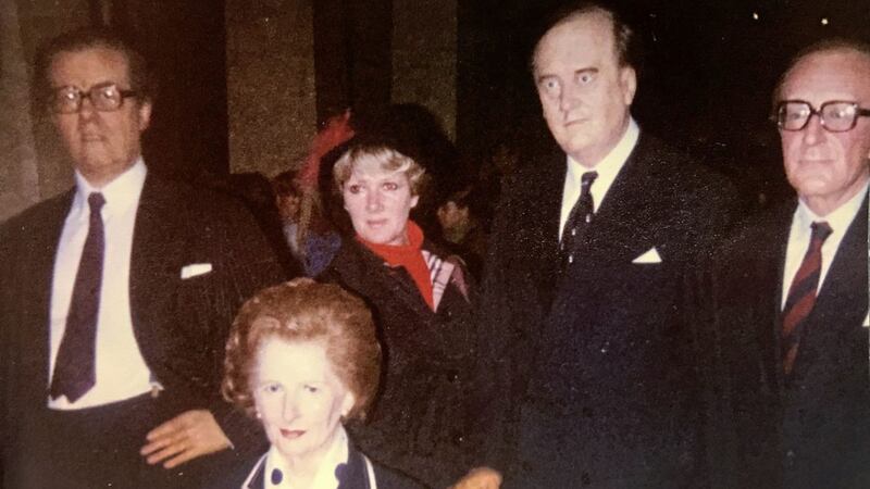 Anne Hailes with senior members of the British Cabinet in the early 70s. Fact or fiction? (Actually, a visit to Madam Tussaud&rsquo;s wax museum) 