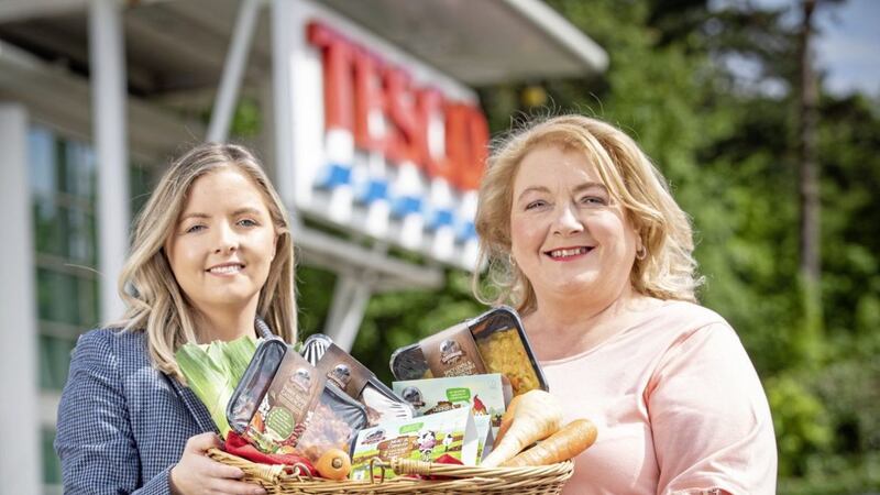 Tess O&#39;Neill (left), commercial manager at Tesco Northern Ireland, with Lorna Robinson, managing director at Cloughbane Farm 