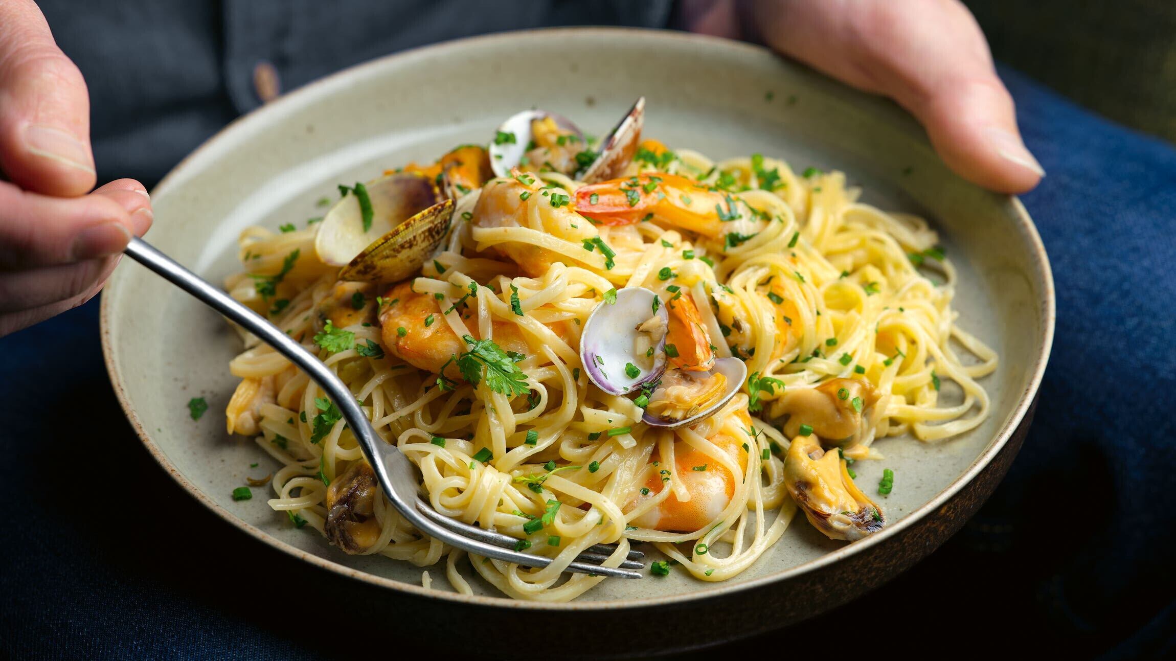 Tagliolini with seafood from Michel Roux At Home (Cristian Barnett/PA)
