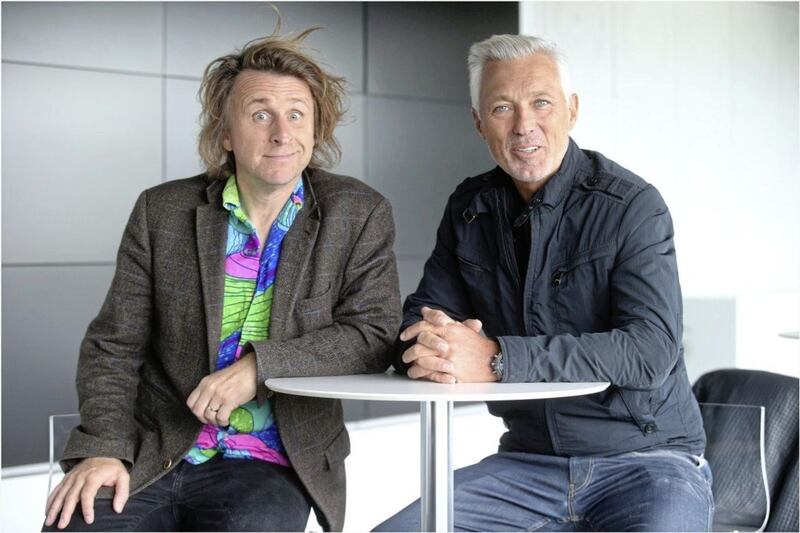 Milton Jones and Martin Kemp in Belfast at the SSE for the launch of Peter Pan&ndash; The Arena Adventure. Picture by Hugh Russell. 