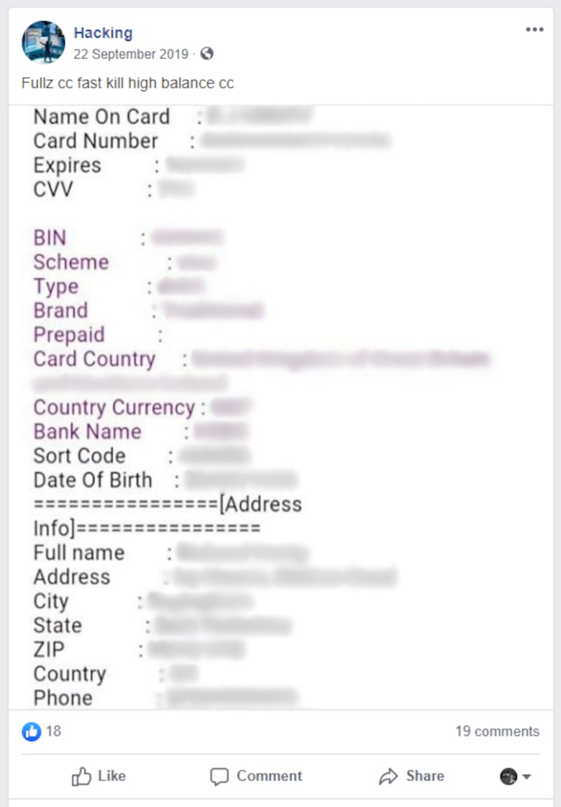 Example of fraudulent activity uncovered by Which? on a Facebook group