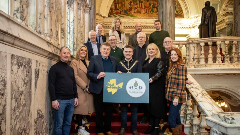 Representatives From Oireachtas Na Samhna and Irish language organisations In Belfast with Lord Mayor Ryan Murphy.