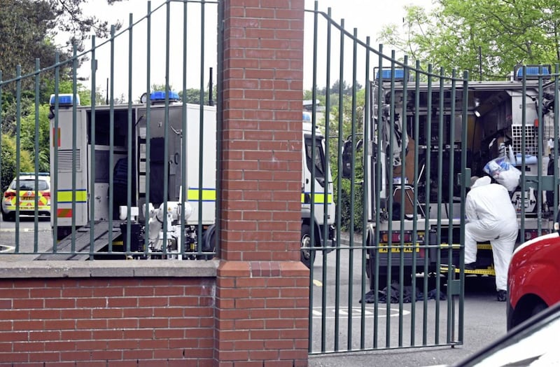 .Police and army bomb disposal at Shandon Park Golf Club in east Belfast. 