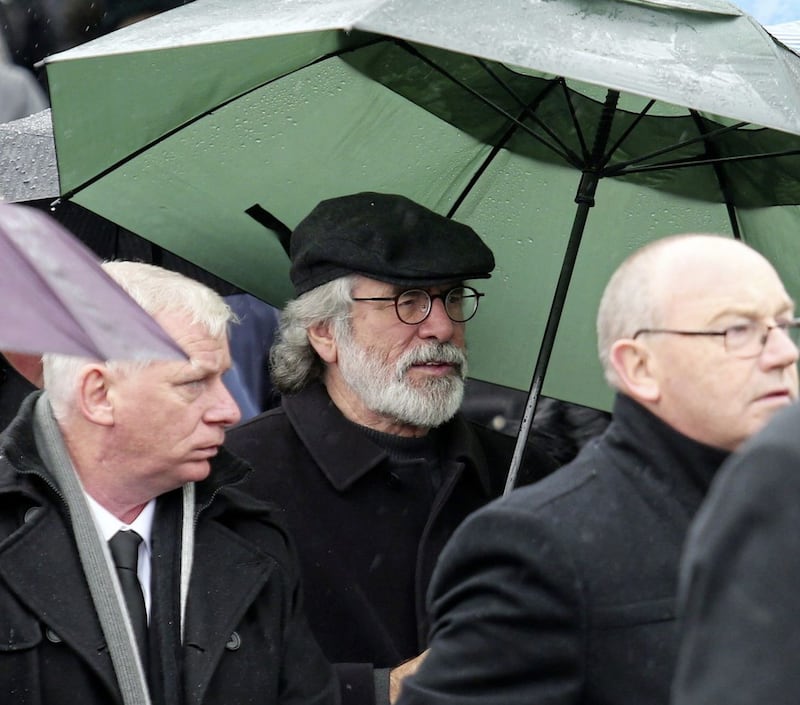 Gerry Adams at the funeral of Dickie Glenholmes. Picture Mal McCann. 