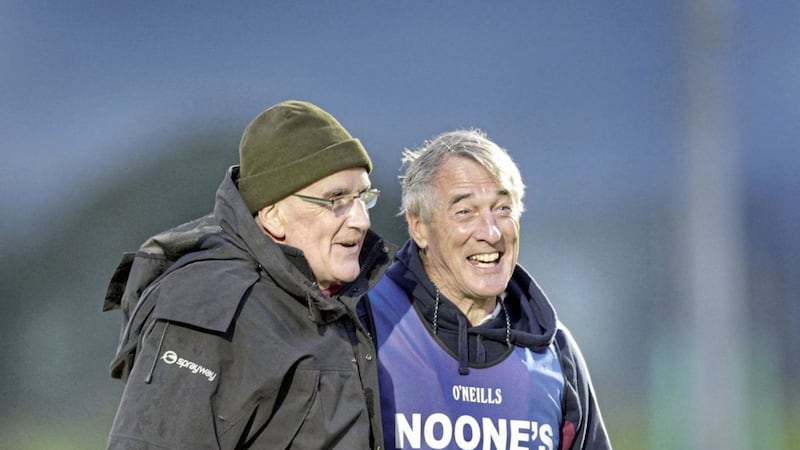 Mickey Moran and John Joe Kearney have called time on their tenure in charge of the all-conquering Slaughtneil footballers Picture by Margaret McLaughlin 