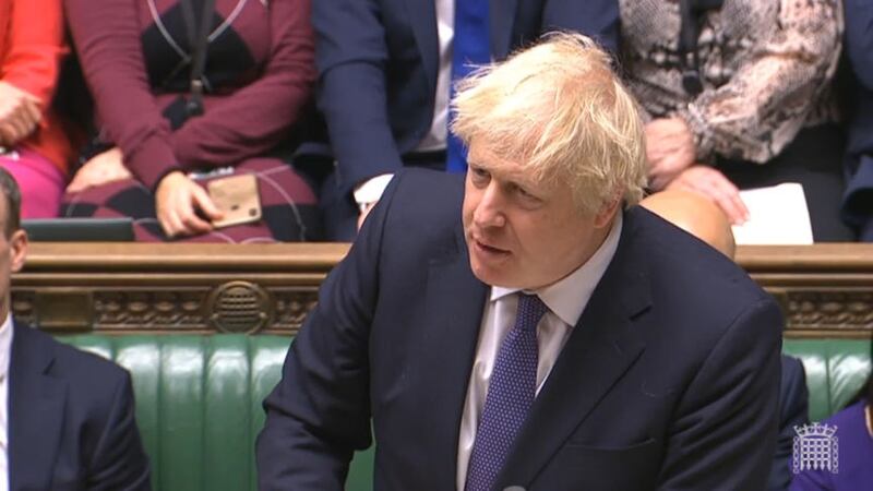 British prime minister Boris Johnson speaks during the Brexit debate in the House of Commons, London&nbsp;
