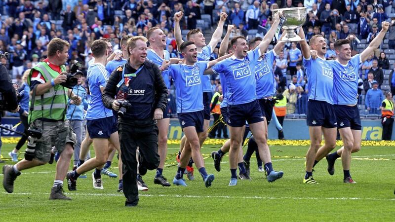 Dublin celebrate their third consecutive Sam Maguire Cup success last year - and look set for more. Picture Seamus Loughran 