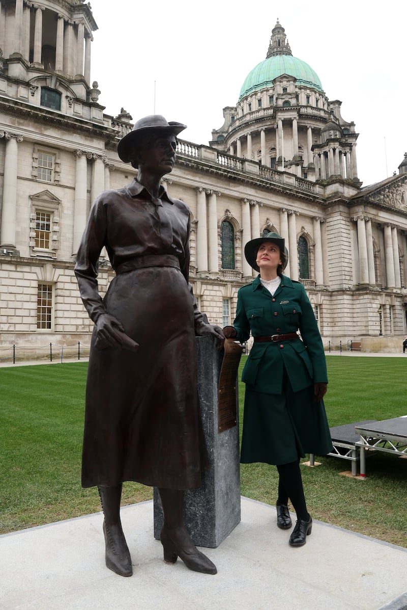 unveiling of two bronze statues at Belfast City Hall