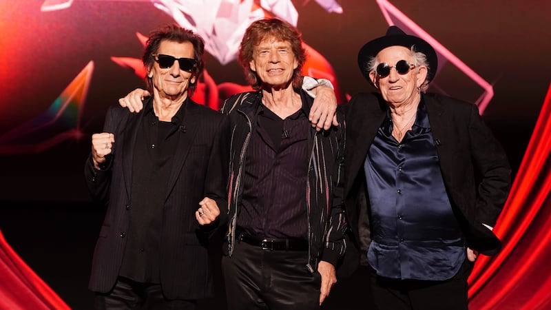 Ronnie Wood, Sir Mick Jagger and Keith Richards at The Rolling Stones’ Hackney Diamonds launch event (Ian West/PA)