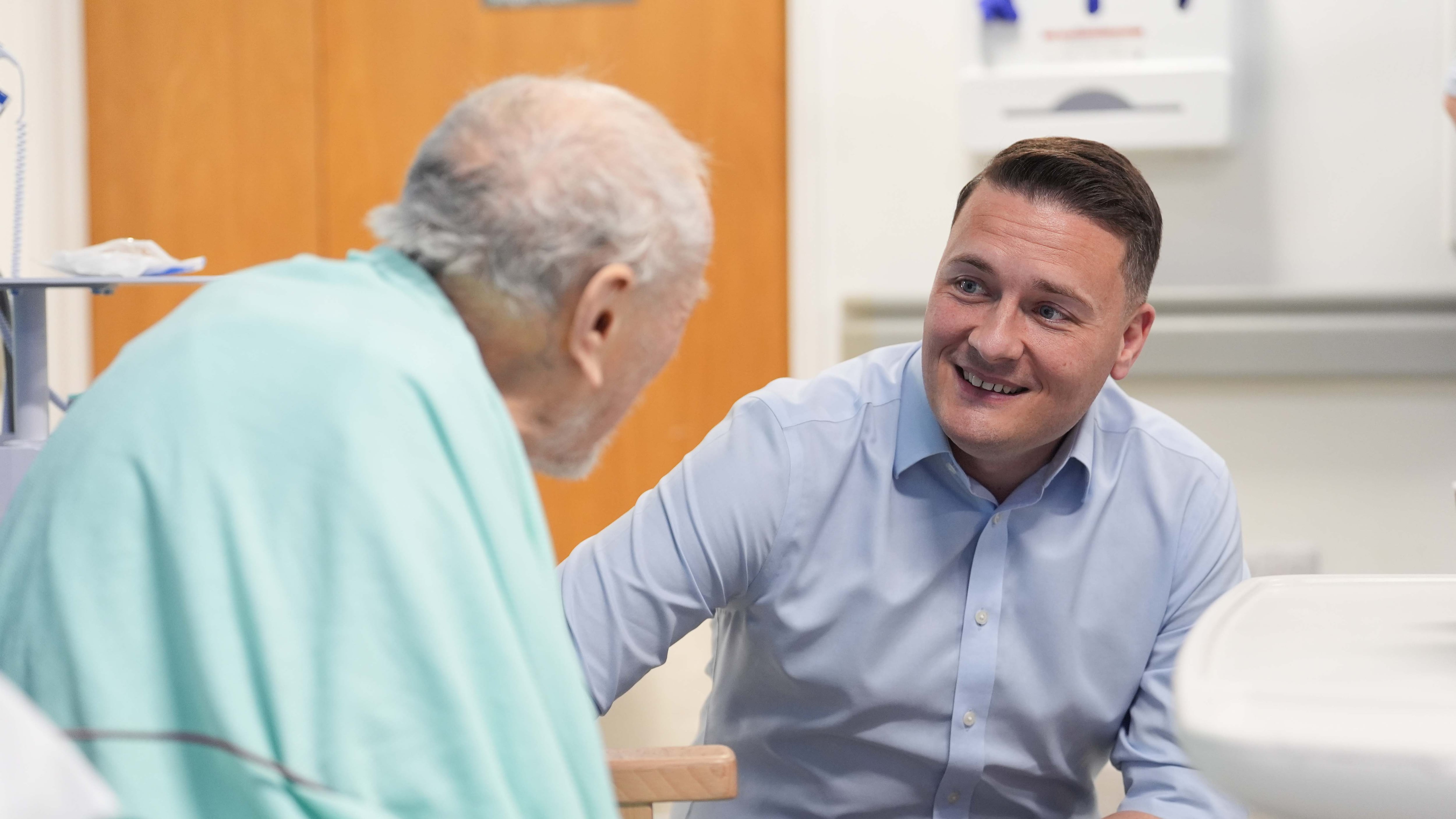 Health Secretary Wes Streeting meets patients during a visit to the Same Day Emergency Centre at Queen’s Hospital in Romford, east London