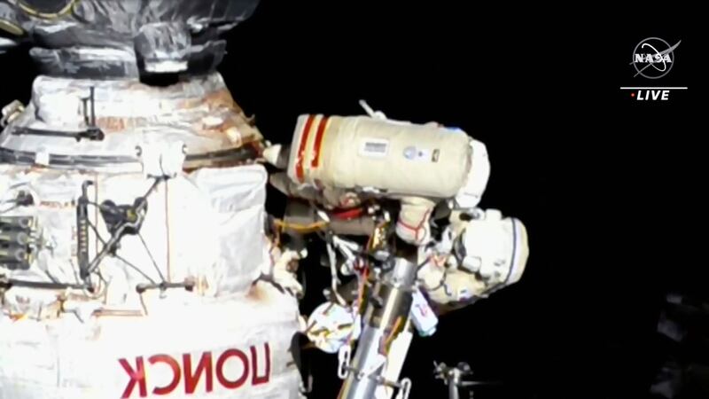 Samantha Cristoforetti teamed up with Oleg Artemyev to work on the International Space Station’s newest robot arm.