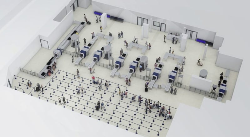 An artist&#39;s impression of new security layout at Belfast International Airport 