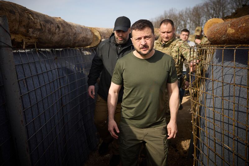 Putin cited the ‘denazification’ of Ukraine as a main goal of Moscow, falsely describing the government of President Volodymyr Zelensky, who is Jewish and lost relatives in the Holocaust, as neo-Nazis (Ukrainian Presidential Press Office via AP)