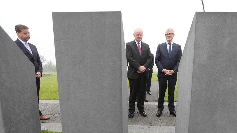 Minister Martin McGuinness with Minister President Geert Bourgeois at the Island of Ireland Peace Park, Messines earlier this week 