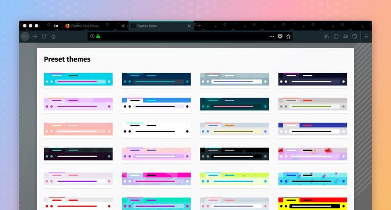 Preset themes will be available in Firefox Color