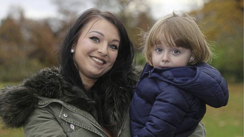Aoife Loughlin enjoys time in the park with two-year-old son Michael. Picture by Hugh Russell. 