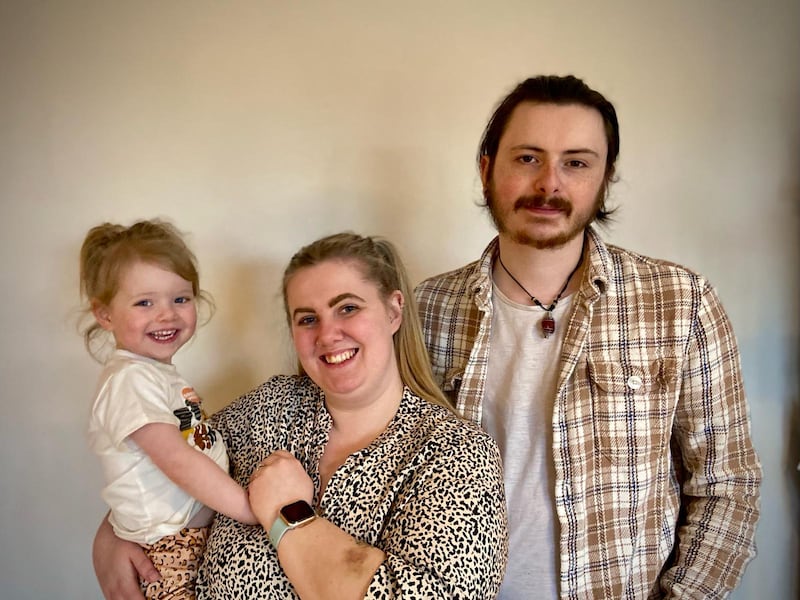 Courtney Campbell from Moy pictured with her daughter Emily (3) and husband Luke.
