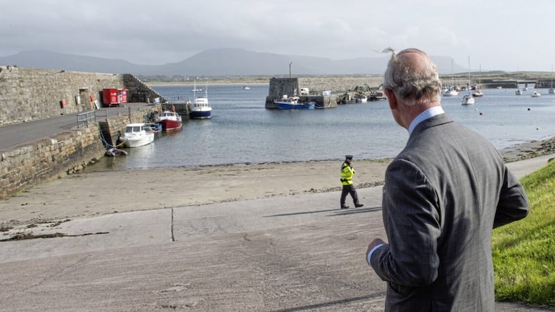 Prince Charles during a visit to Mullaghmore, Sligo, where his relative and mentor Lord Mountbatten was murdered by the IRA along with three others in 1979. Photo credit: Arthur Edwards/The Sun/PA Wire. 