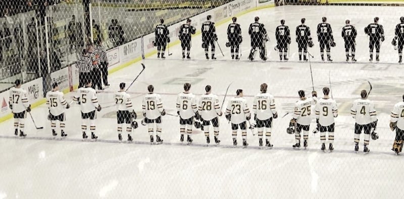 The University of Vermont ice hockey team all wore &#39;Connolly&#39; on their shirts in tribute to Prof Declan Connolly 