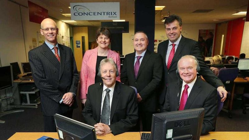 FLASHBACK: In April 2014, the then First Minister Peter Robinson and Deputy First Minister Martin McGuinness were at Concentrix as it announced it was creating 1,036 jobs in Belfast as part of a &pound;36m investment 