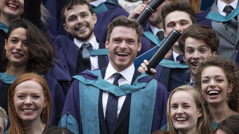 The Bodyguard and Game of Thrones star returned to the Royal Conservatoire of Scotland in Glasgow on Thursday to receive the award.