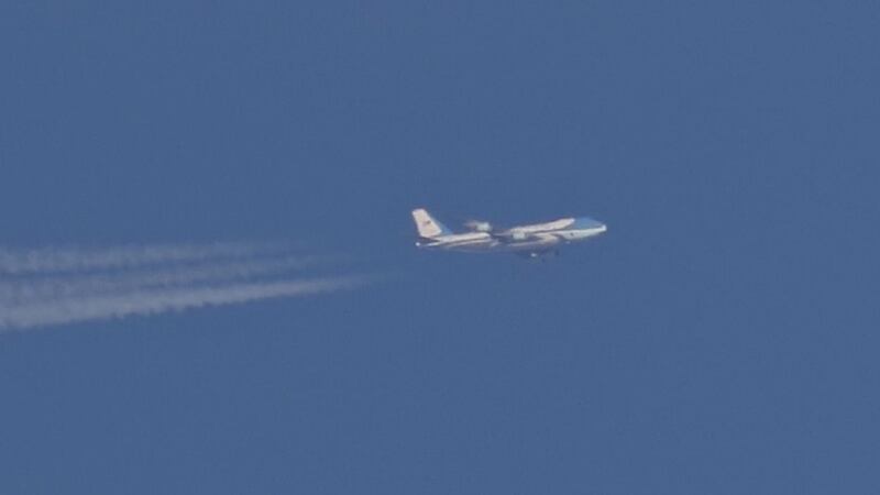 Air Force One was snapped over South Yorkshire on Boxing Day.