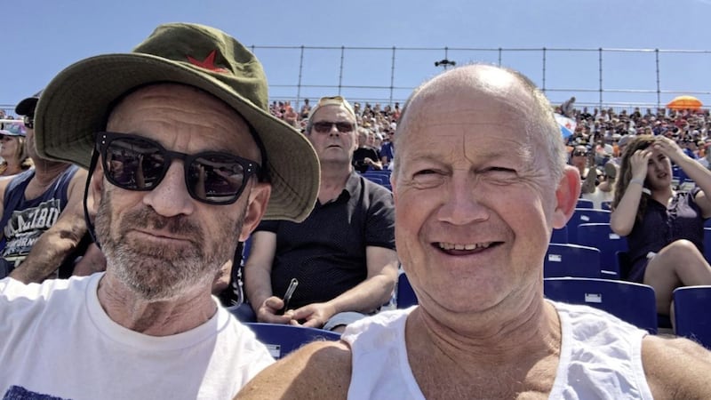 Dr Paul Conn, right, with brother-in-law Dr Dermot Neely, at Circuit de Catalunya in May 